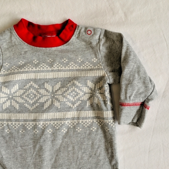 gymboree holiday jumpsuit unisex 6 months red & gray fair isle print - Picture 5 of 8